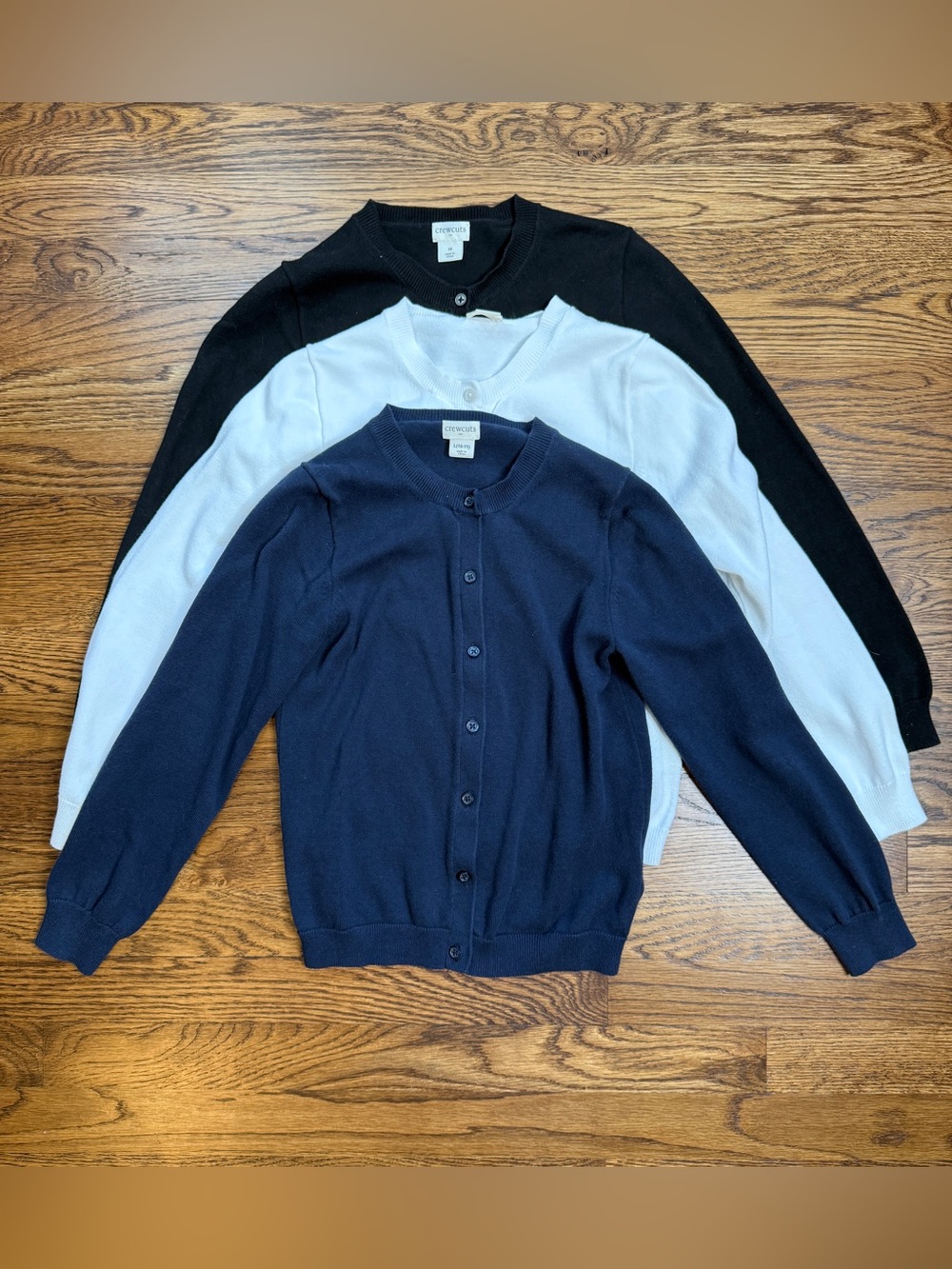 Crewcuts Girls Three-Pack Lightweight Cardigan Bundle Black, White, Navy Sz 10